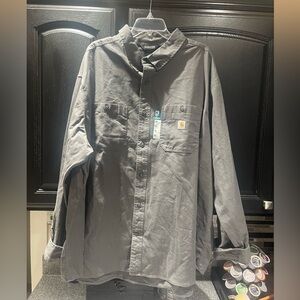 NEW Carhartt Rugged Flex Flannel LS Button Up Black Canvas Shirt Size 4X